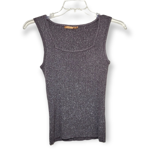 Belldini Sparkly Grey White Striped Tank Top and Sweater Set Large - Picture 3 of 9